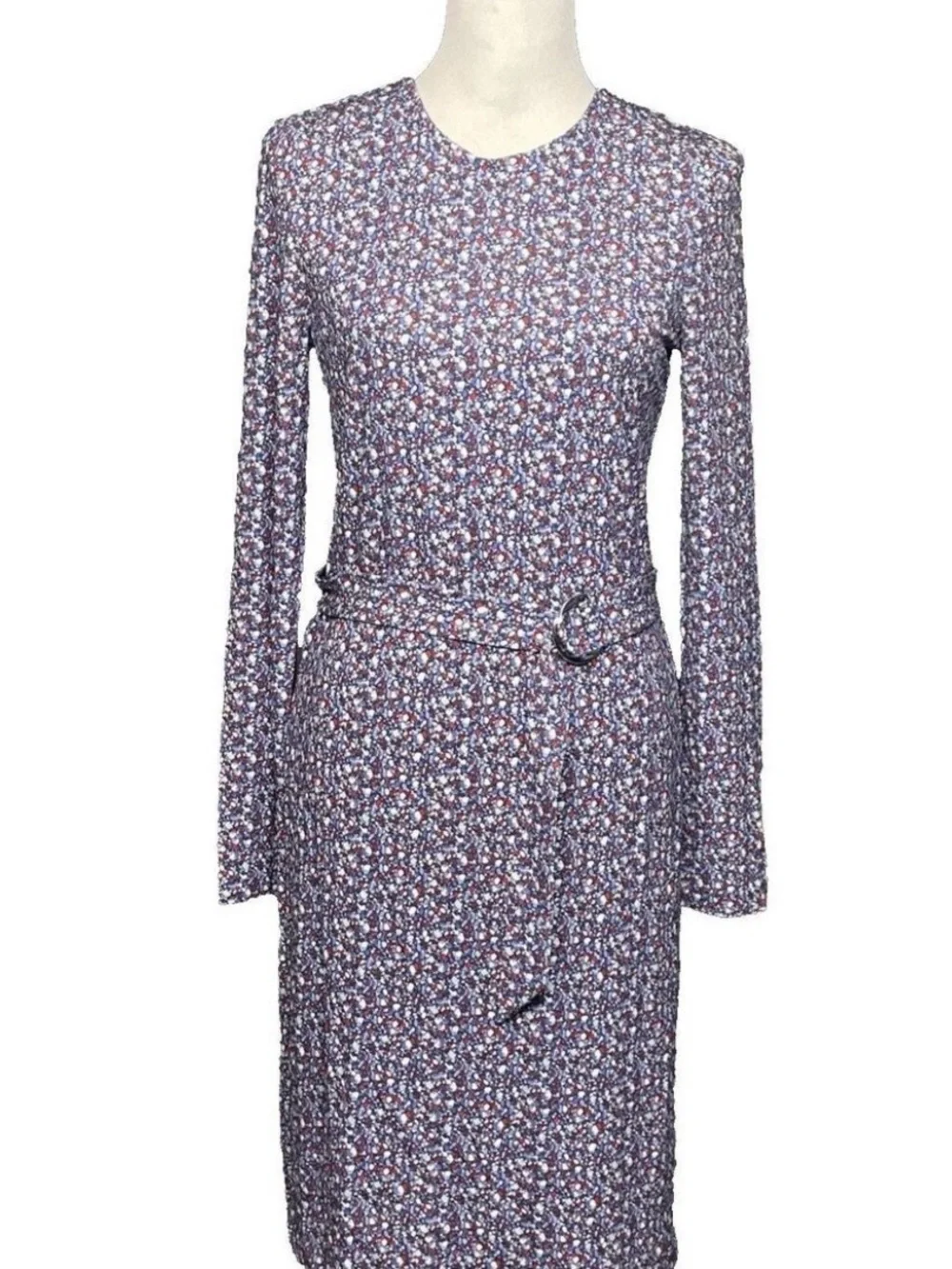 Tory Burch Chrissy Dress Hudson Blue Print Long Slv